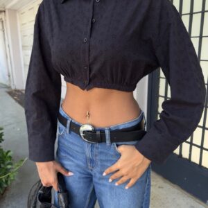 Black Crop Shirt - Image 2