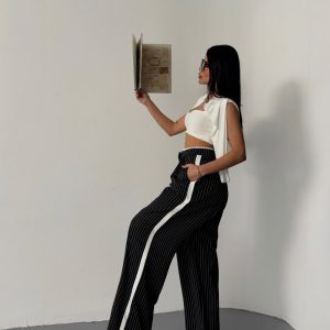 Black Striped Trousers - Image 3