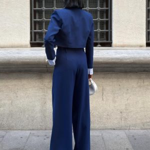 Detailed Crop Jacket Suit - Image 3