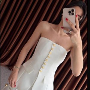 Strapless Buttoned Top - Image 4