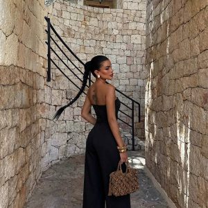 Black Strapless Jumpsuit - Image 3