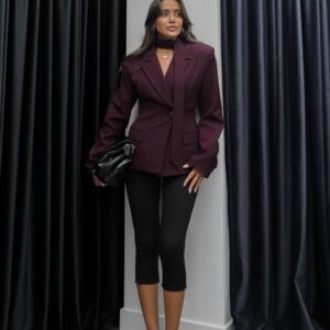Bordo Scarf Blazer - Black Tailored Blazer with Choker Scarf Detail - Image 4