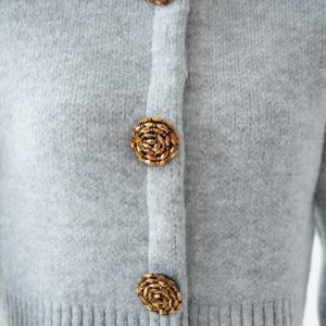 The Colette Grey Gold-Button Cardigan - Image 3