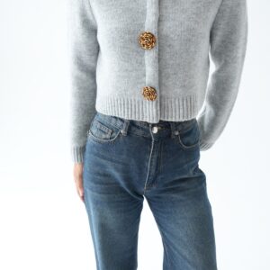 The Colette Grey Gold-Button Cardigan - Image 2